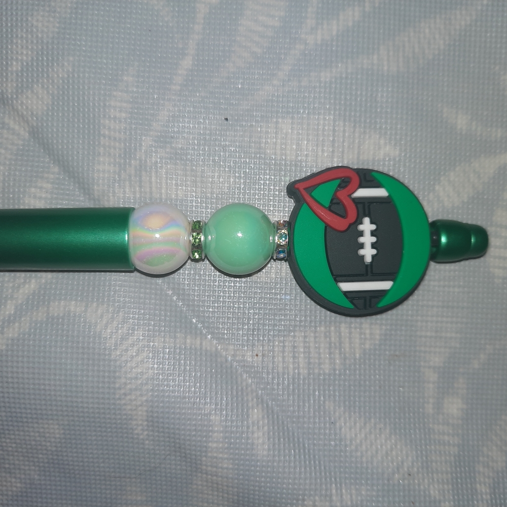 Green Football Themed Pen